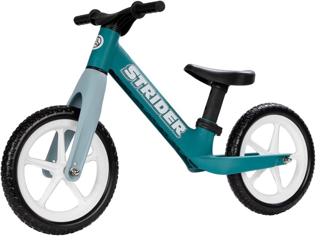 Strider 12 Comp, No Pedal Balance Bike for Kids Ages 1–3 Years | No-Pedal Composite Bike, Adjustable Seat, Lightweight Frame, Easy Assembly, Durable All-Weather Plastic, Never Flat Tires