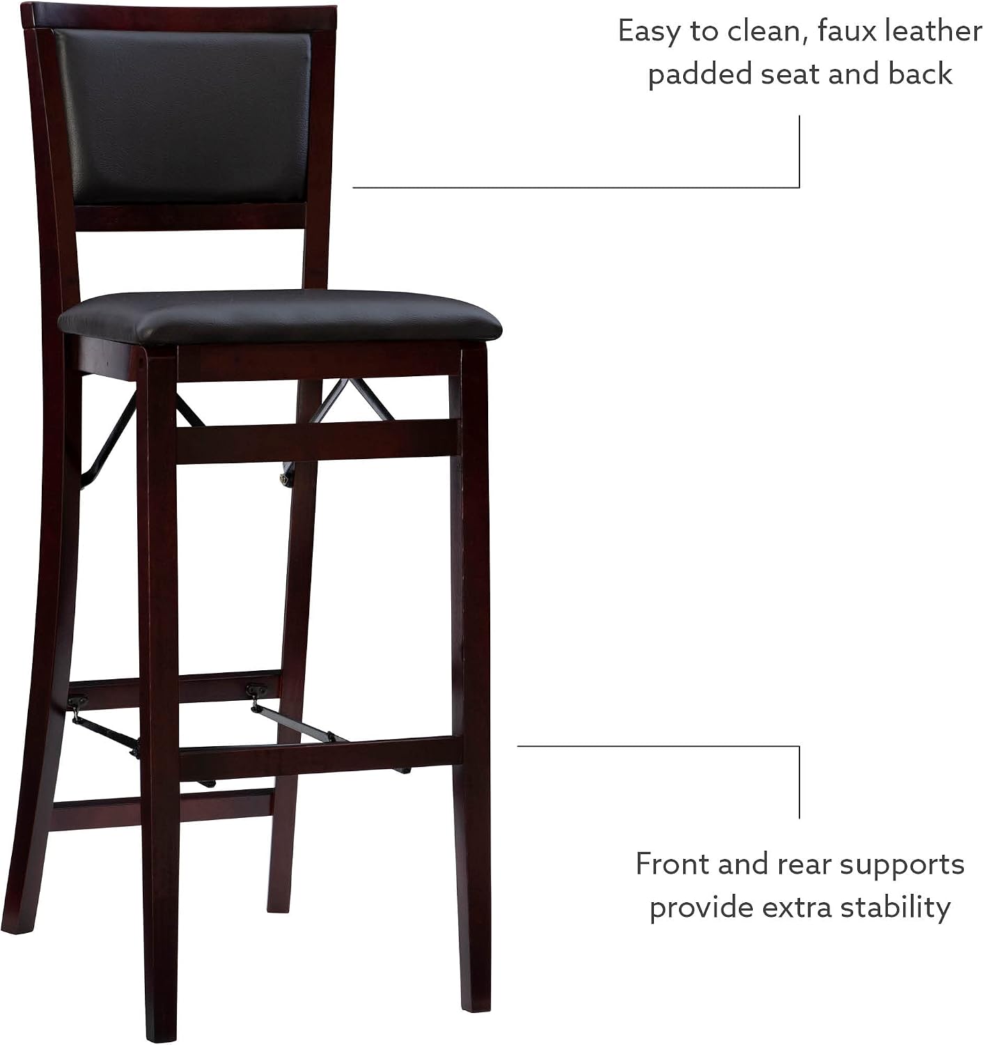 Linon Keira Pad Back Folding Bar Stool