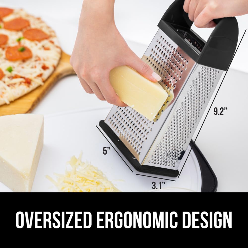 GORILLA GRIP® XL 4-Sided Stainless Steel BPA-Free Cheese Grater, Black