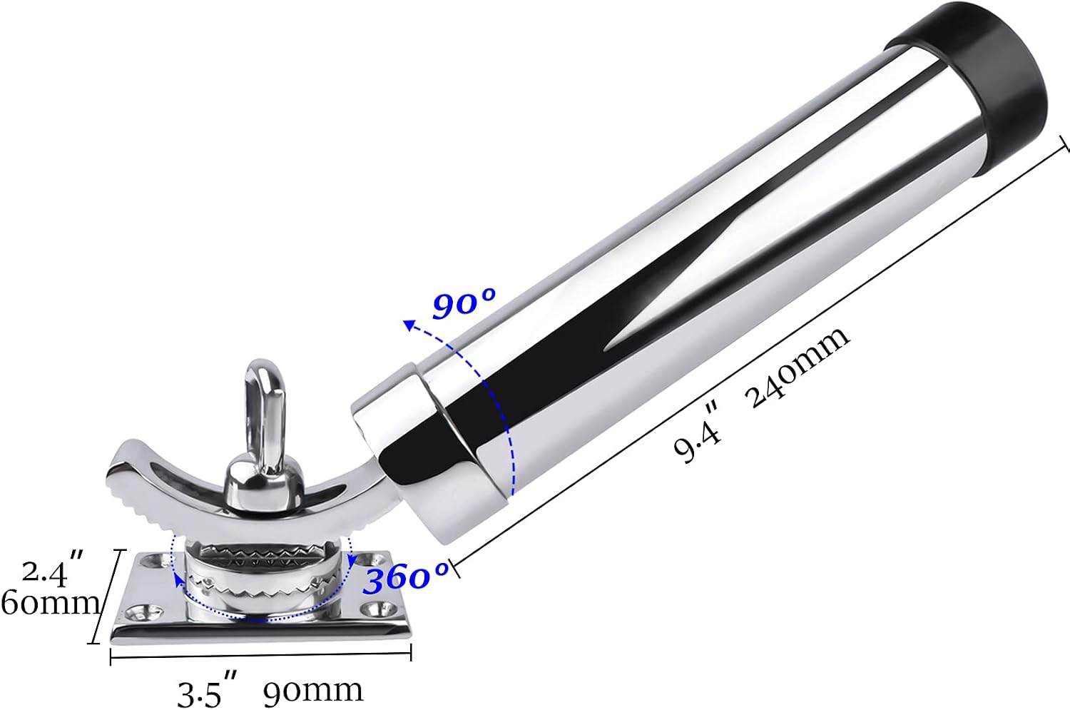 Deck Mount Fishing Rod Holder, Marine Grade Stainless Steel Adjustable Fishing Rod Holders, Support for Marine Boat Yacht
