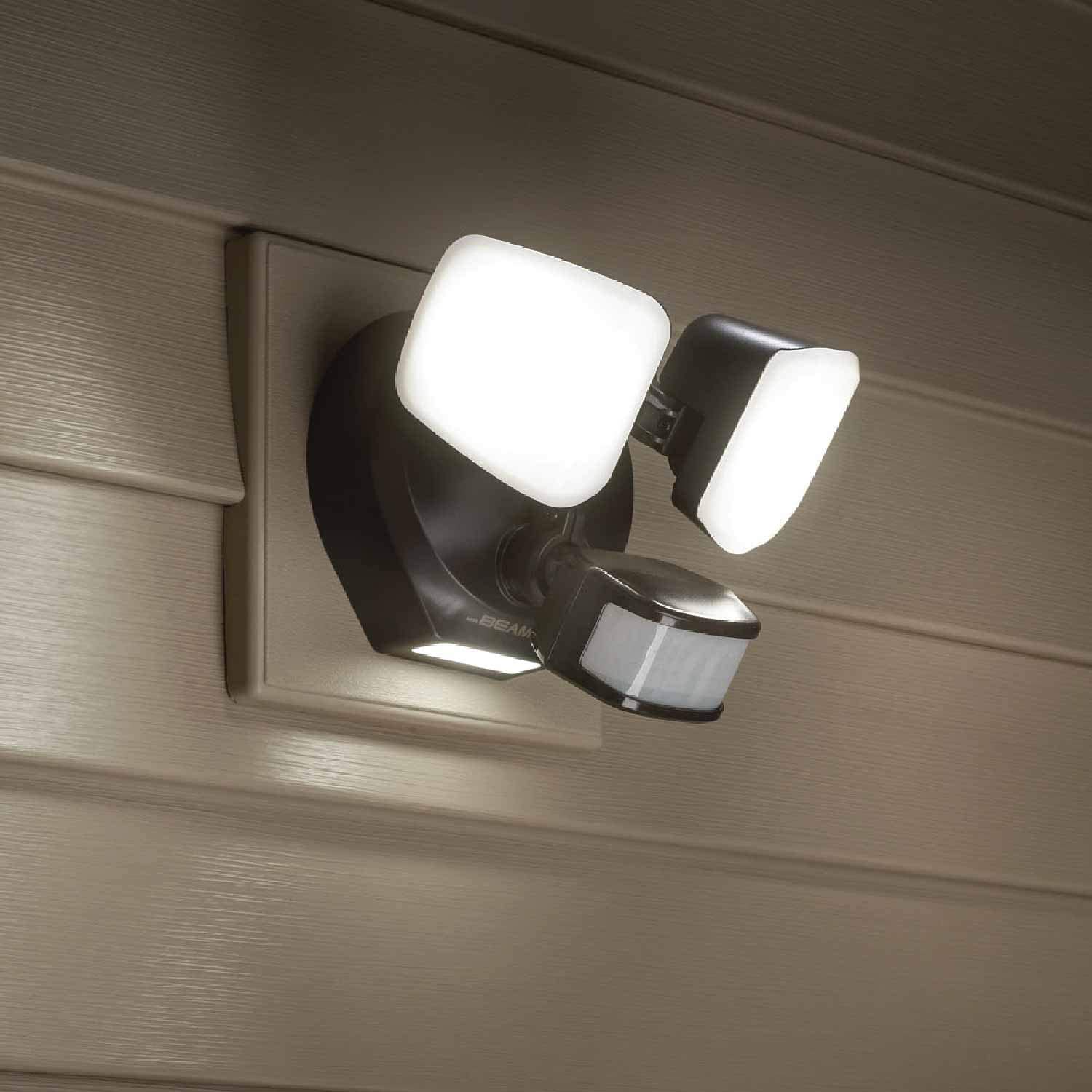 Beams 2900 Lumen 2-Head Outdoor Motion Sensing LED Security Light with Cascading Wall Wash, 1-Pack, White