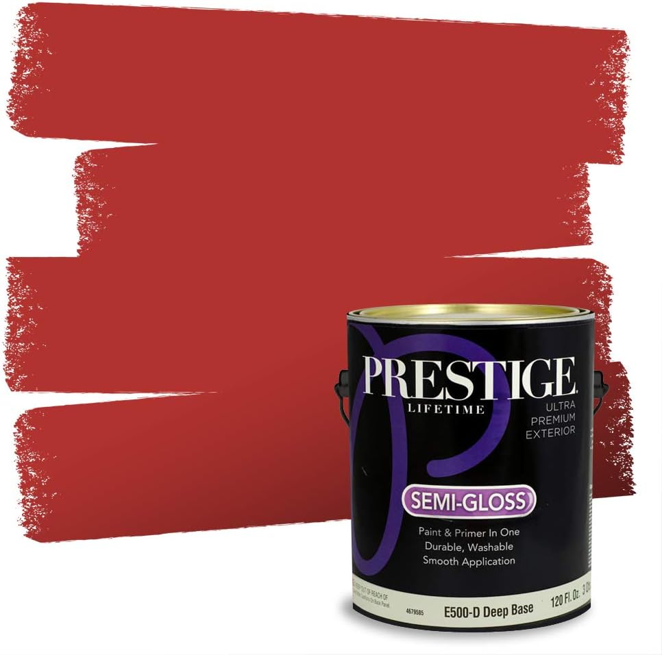 PRESTIGE Paints Exterior Paint and Primer In One, 1-Gallon, Satin, Comparable Match of Sherwin Williams* Real Red*