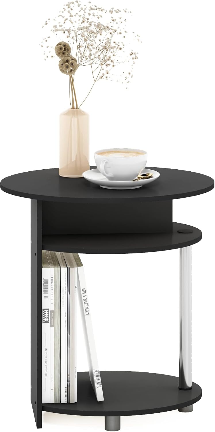 Furinno SIMPLE DESIGN Side Table, 2-Tier Modern End Table with Soft Edges, Open Shelves Night Stand, Bedside Table, for Living Room, Bedroom, French Oak