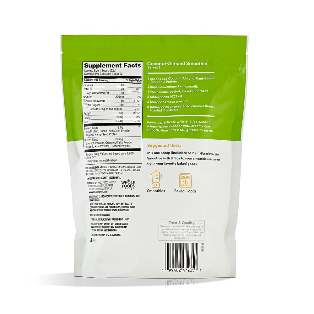 365 by Whole Foods Market, Protein Plantpowder Smoothie French Vanilla, 9 Ounce