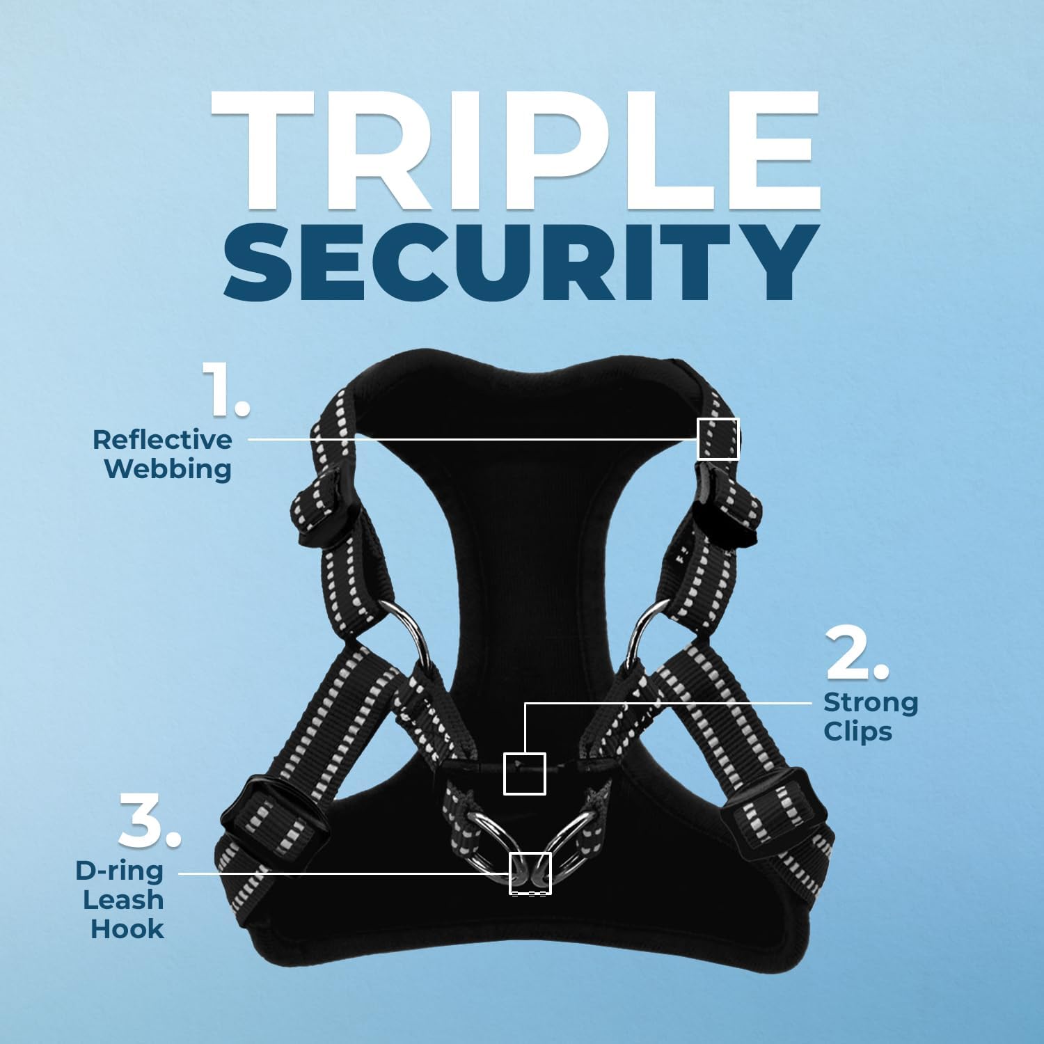 Voyager Step-in Flex Adjustable Dog Harness - Black, Medium | 17 - 21" in Chest, Fully Adjustable, Reflective Bands, All Weather Breathable Air Mesh, Lightweight, Fast Drying