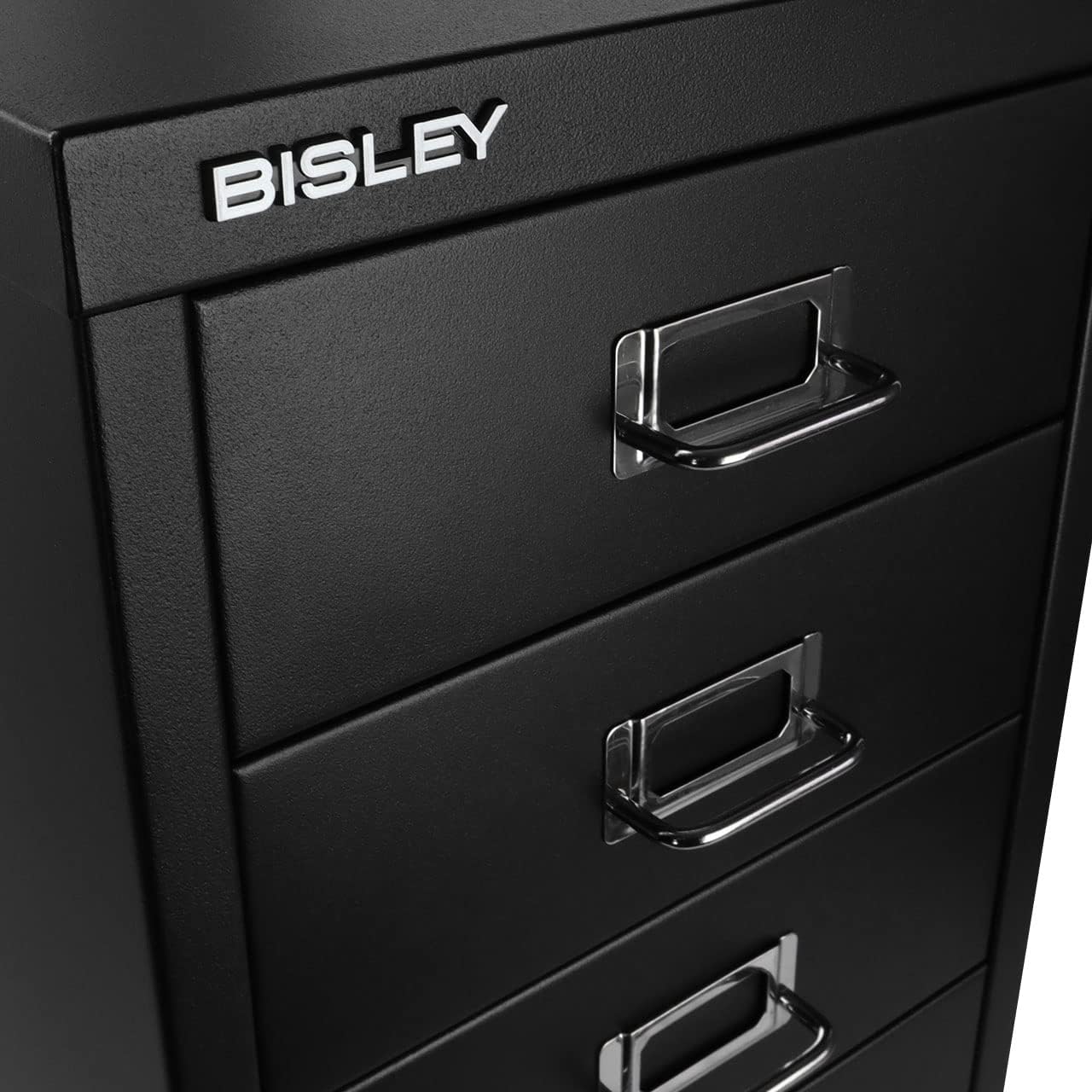 5-Drawer Steel MultiDrawer Cabinet - Orange, by Bisley | Chrome Pull Handles with Label Holders, Powder-Coated Steel, Removable Drawers, Desktop Storage, Labels Included