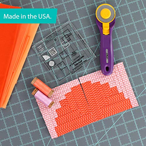 Creative Grids 4in Curvy Log Cabin Trim Tool Quilt Ruler – CGRJAW6MINI – Made in USA, 4-1/2in x 4-1/2in, Non-Slip Grip Acrylic Quilting, Sewing