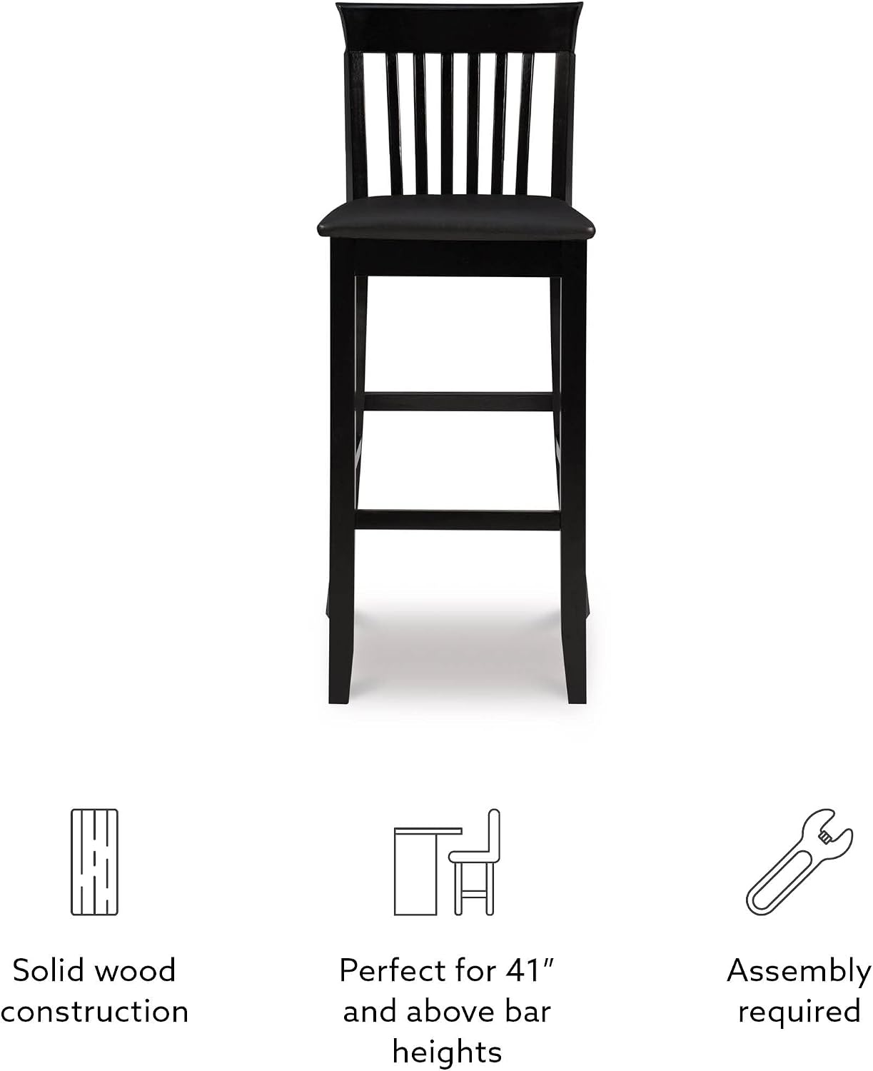 Linon Torino Collection Craftsman Counter Stool, 17.25"W x 19.5"D x 37"H, Black