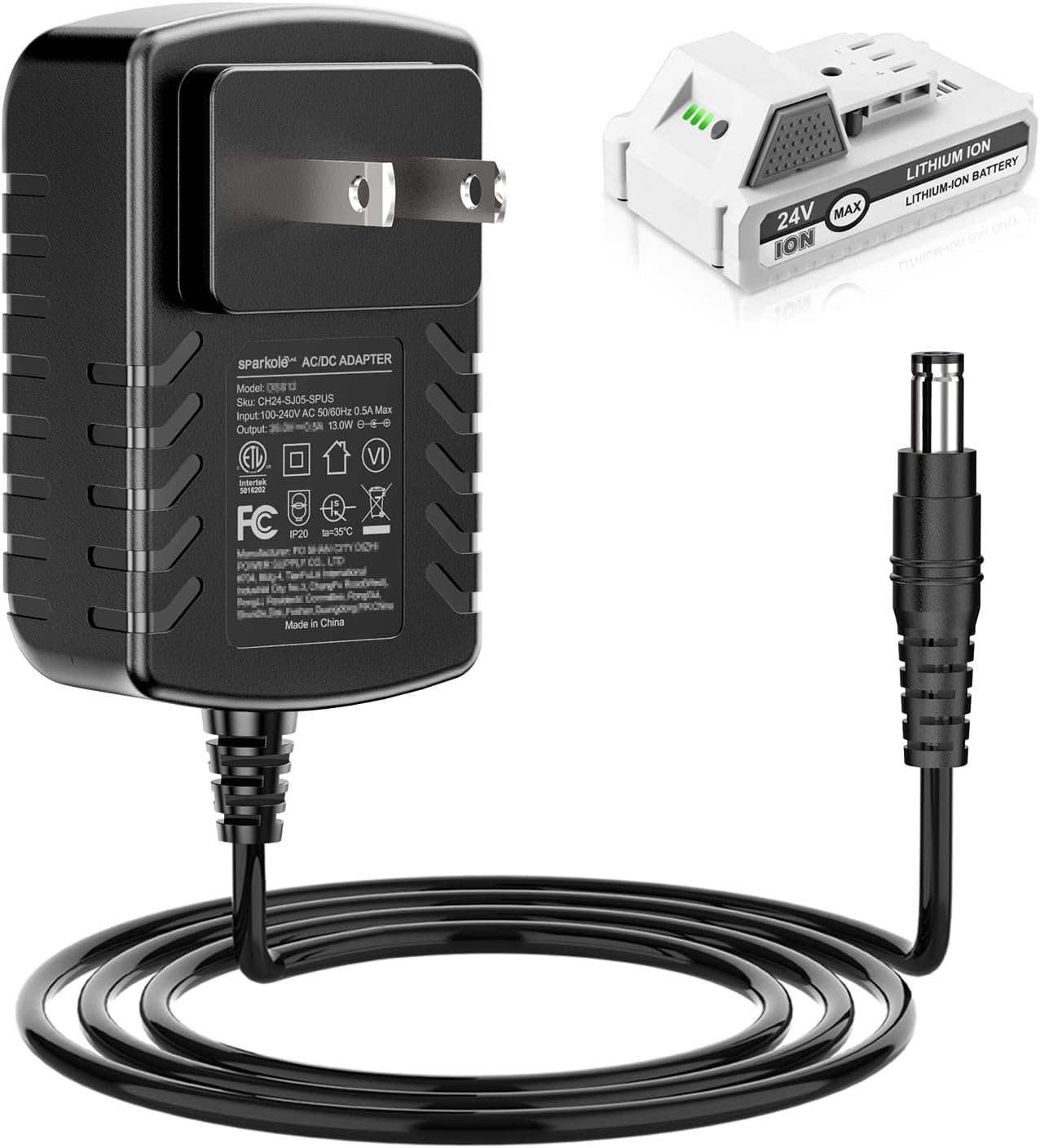 Quick Charge for Snow Joe & Sun Joe 24V Battery, 24VCHRG-QC iON+ Charger | Charger for iBAT24 and 24VBAT Series Battery, iBAT24-LT, iBAT24-LTE