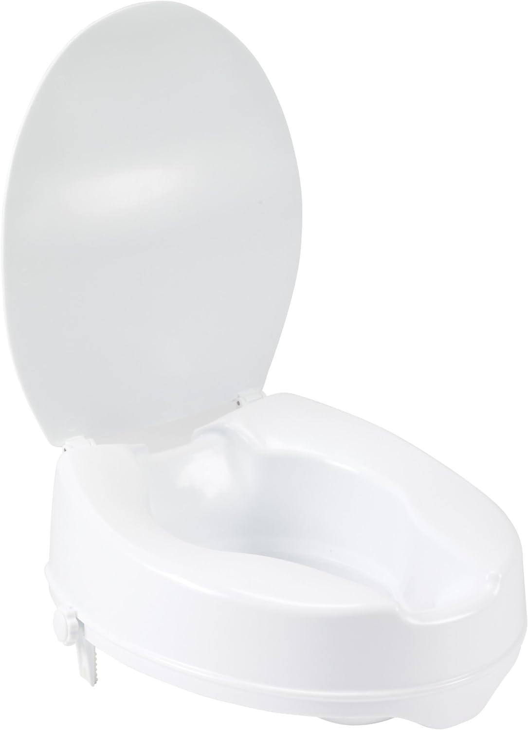 Drive Medical Raised Toilet Seat with Lock and Lid, 4 Inch | Raised Toilet Seat Includes Lock and Lid for Added Stability