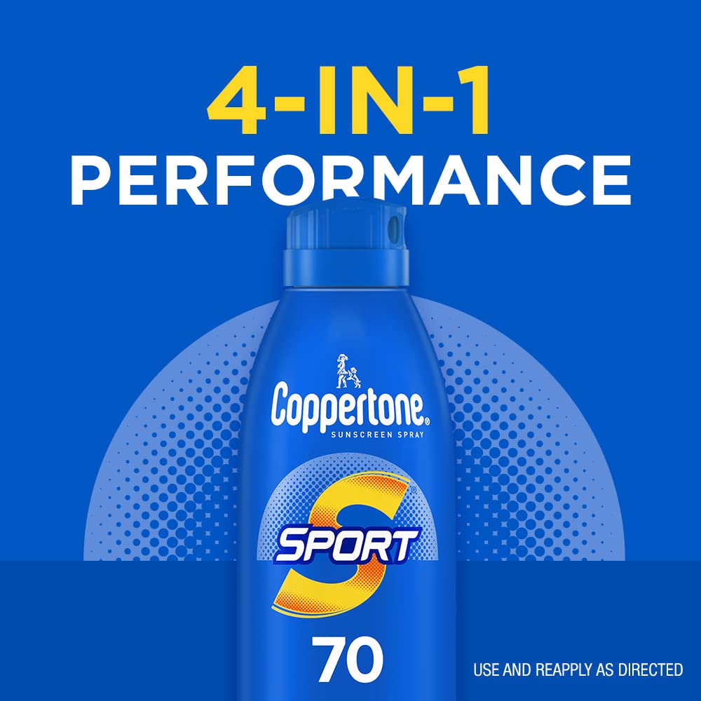 Coppertone Sport Continuous Sunscreen Spray, Broad Spectrum SPF 70, 5.5 Oz