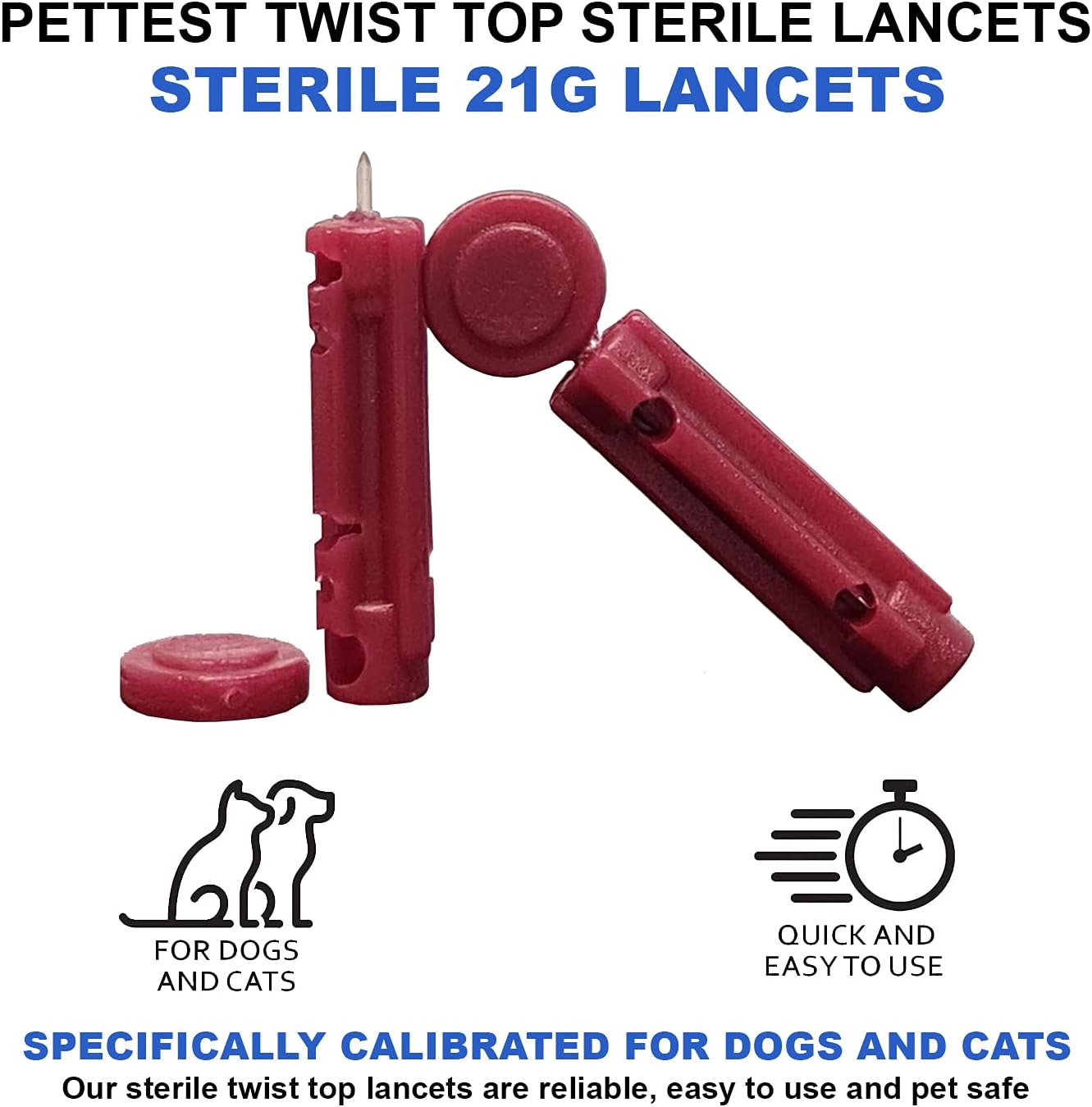 Sterile Twist-Top Lancets 21G for Dogs & Cats, Diabetes Testing