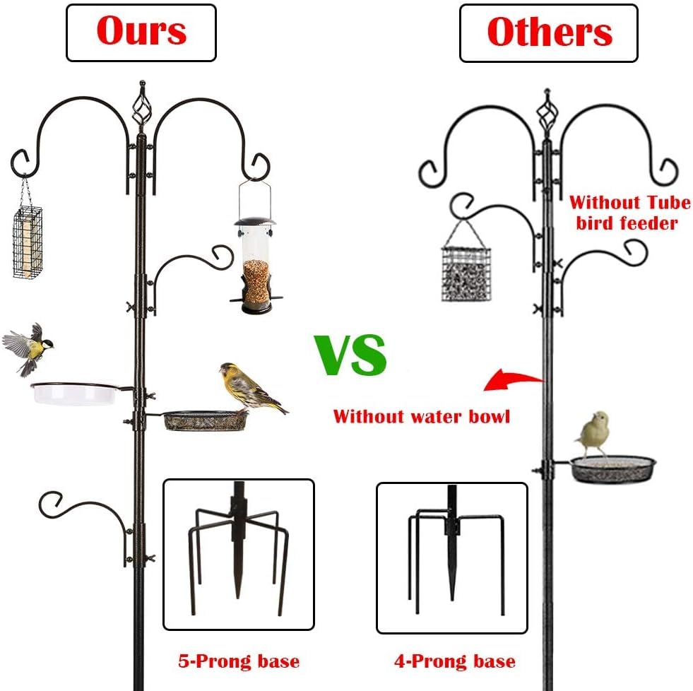 Deluxe Bird Feeding Station Kit with Multi Feeder Hanging Pole, Metal Suet Feeder, Bird Bath