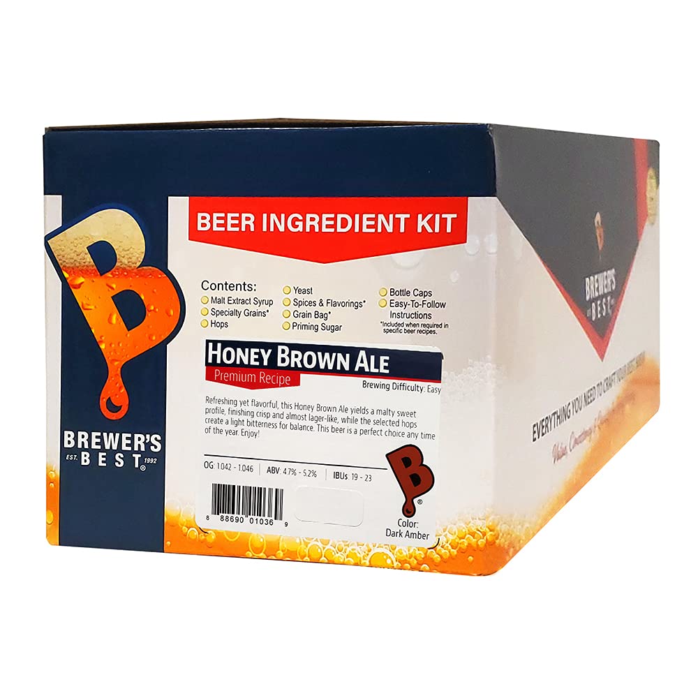 Brewer's Best - 1036 - Home Brew Beer Ingredient Kit (5 gallon), (Honey Brown Ale) Yellow
