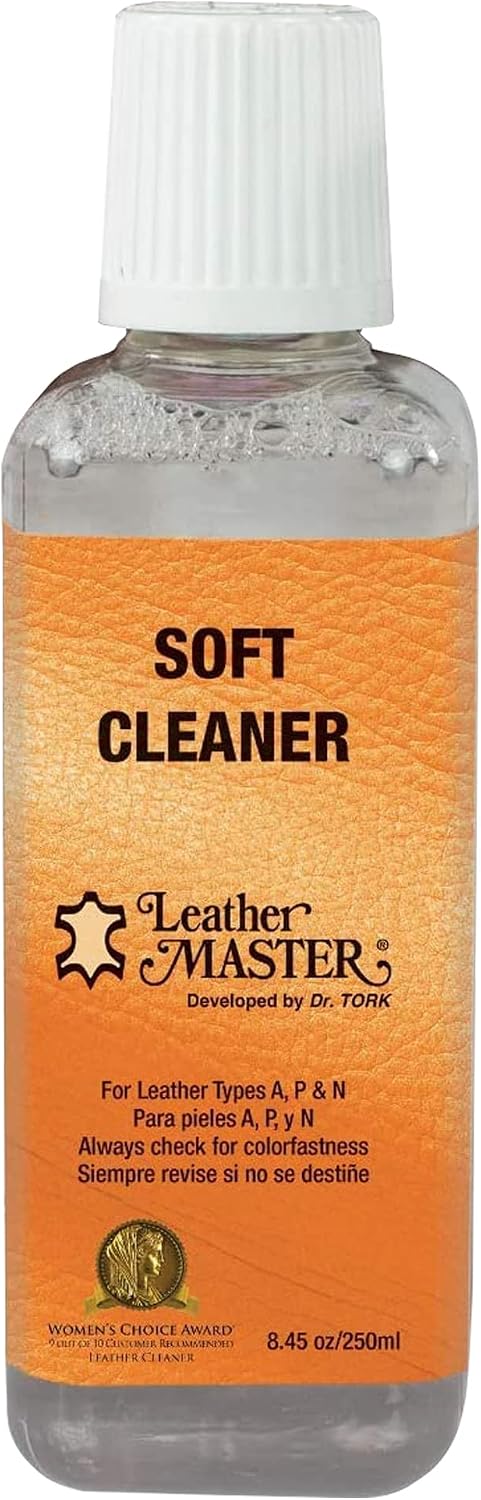 Leather Master Soft Leather Cleaner | Cleans & Removes Stains on Leather, Faux, & Vinyl | Leather Cleaner for Car Seats, Couches, Purses, Shoes & More