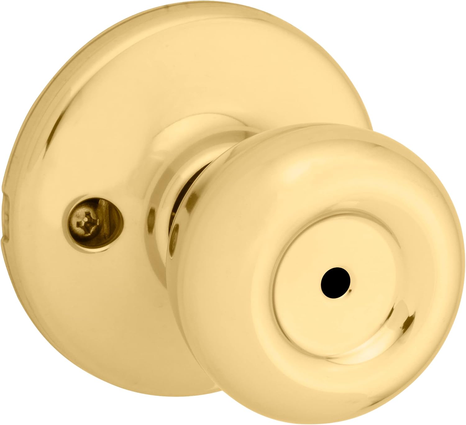 Kwikset Tylo Interior Privacy Door Knob with Lock, Door Handle For Bathroom and Bedroom, Polished Brass Keyless Turn Lock Doorknob, 1 Count (Pack of 1)
