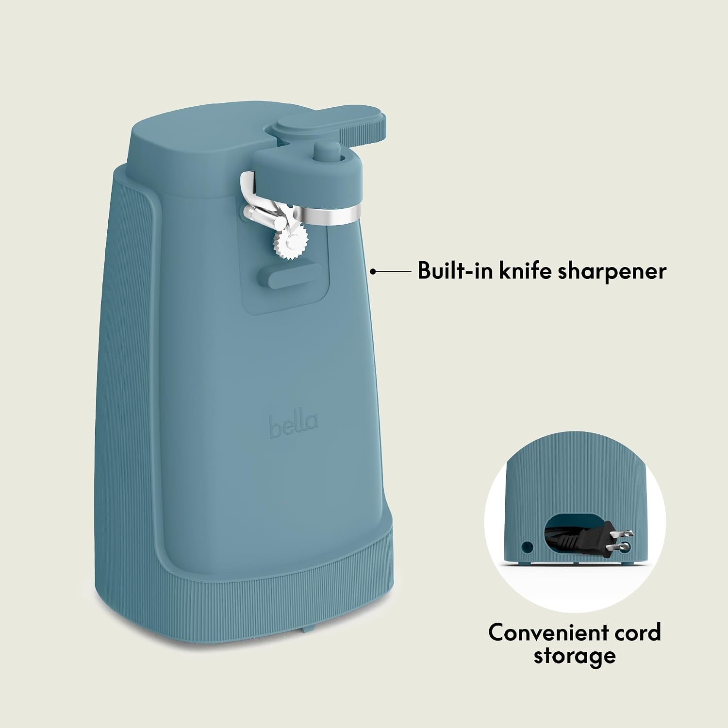 bella Electric Can Opener and Knife Sharpener, Black