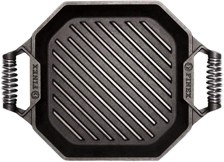 FINEX 10" Cast Iron Grill Pan, Grill Pans with Superior Heat Distribution, Near Non-Stick for Easy Cleaning, Cast Iron Grill Pan, For Indoor & Outdoor Grilling, Pre-Seasoned with Flaxseed Oil