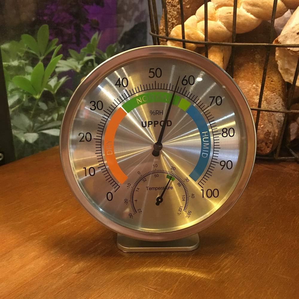 5" Indoor Outdoor Hygrometer/Thermometer, Humidity Gauge Indicator Temperature Humidity Monitor, Analog Hygrometer Humidor (English Version)