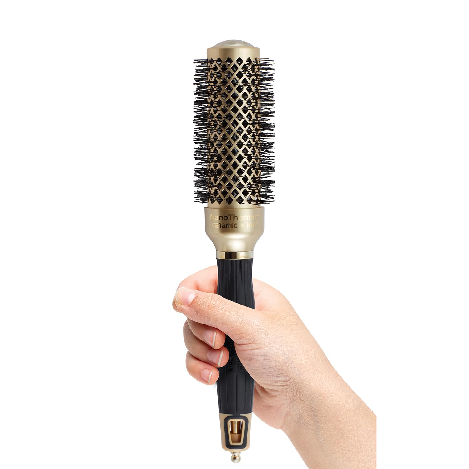 Olivia Garden NanoThermic Ceramic + Ion Round Thermal Hair Brush - Not Electrical - Professional Blowout Brush for Normal to Thick Hair
