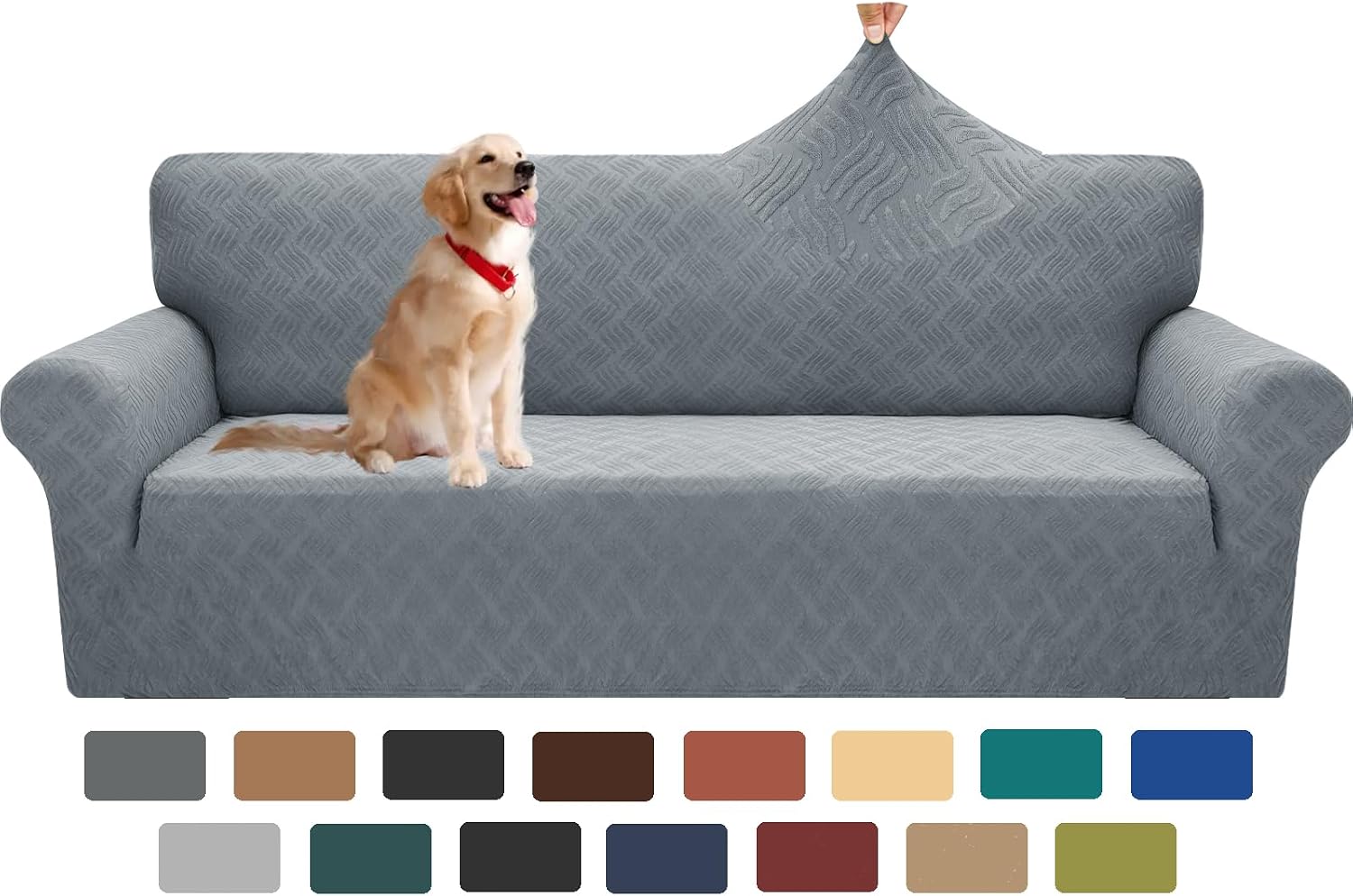 YEMYHOM Couch Cover Latest Jacquard Design High Stretch Sofa Covers for 2 Cushion Couch