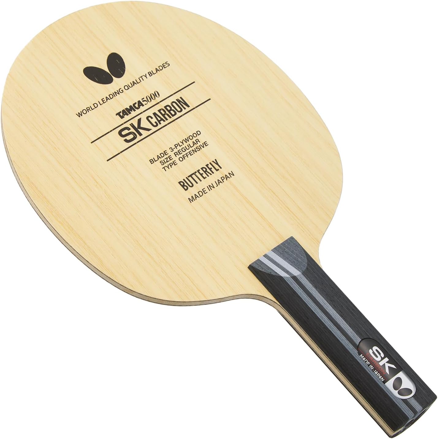 Butterfly SK Carbon Table Tennis Blade - TAMCA 5000 Carbon Fiber Blade - Professional Butterfly Table Tennis Blade - Available in FL and ST Shakehand Handle Styles - Made in Japan