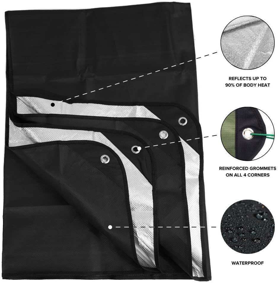 Arcturus Insulated Tarp, Reusable Heavy Duty Thermal Survival Blanket – 60x82in, Reflects 90% Body Heat, Waterproof, Windproof, 3-Layer Design, Reinforced Grommets, Olive Green | Reflective Mylar, Waterproof & Windproof, Reinforced Grommets for Tarp Setu…