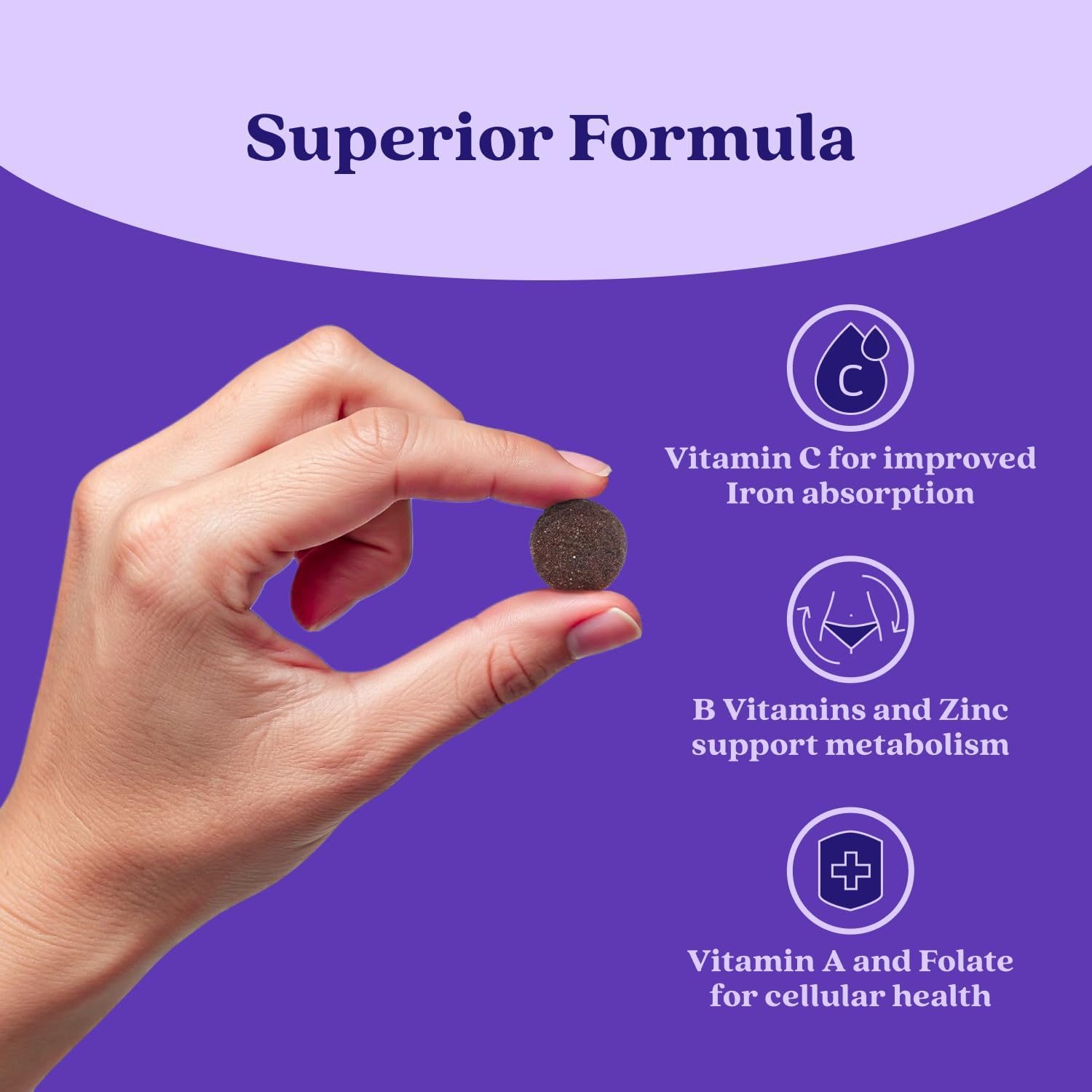 Belive Iron Gummies, Multivitamin Supplement, Blood Oxygen Support, 60 Ct | With Vitamin C, B Complex, Folate, and Zinc for Women, Men & Kids for Growth and Development, Grape Flavor