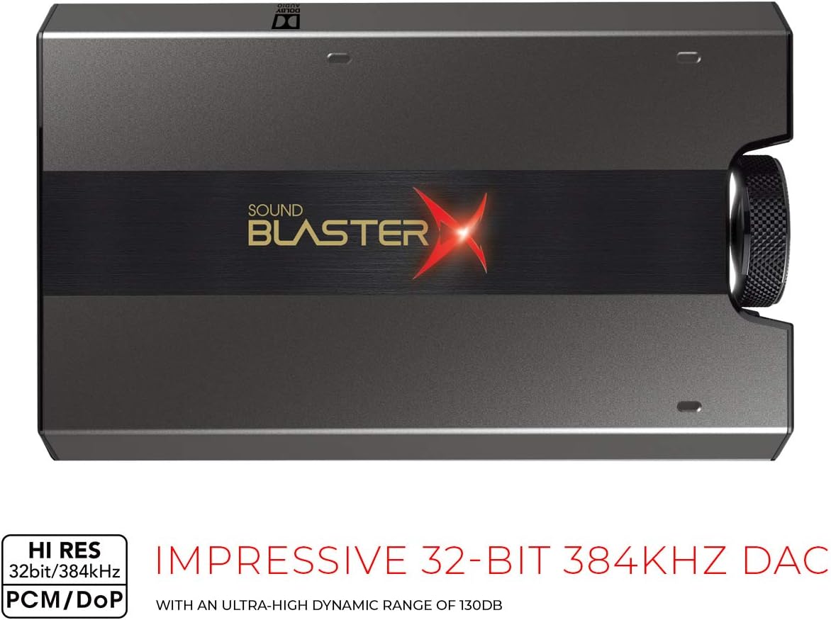 Sound BlasterX G6 Hi-Res 130dB 32bit/384kHz Gaming DAC, External USB Sound Card with Xamp Headphone Amp, Dolby Digital, 7.1 Virtual Surround Sound