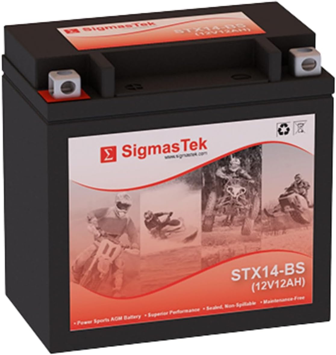Honda 420CC TRX420 Rancher 4x4, 2007-2009 ATV Compatible SLA Motorcycle Battery by SigmasTek, STX14-BS 200CCA