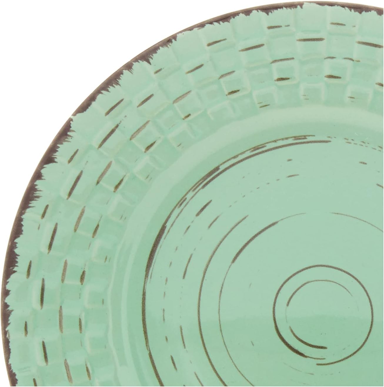 Lorren Home Trends Distressed Weave Dinnerware Set, Buttercup, 16 Piece | Service for 4