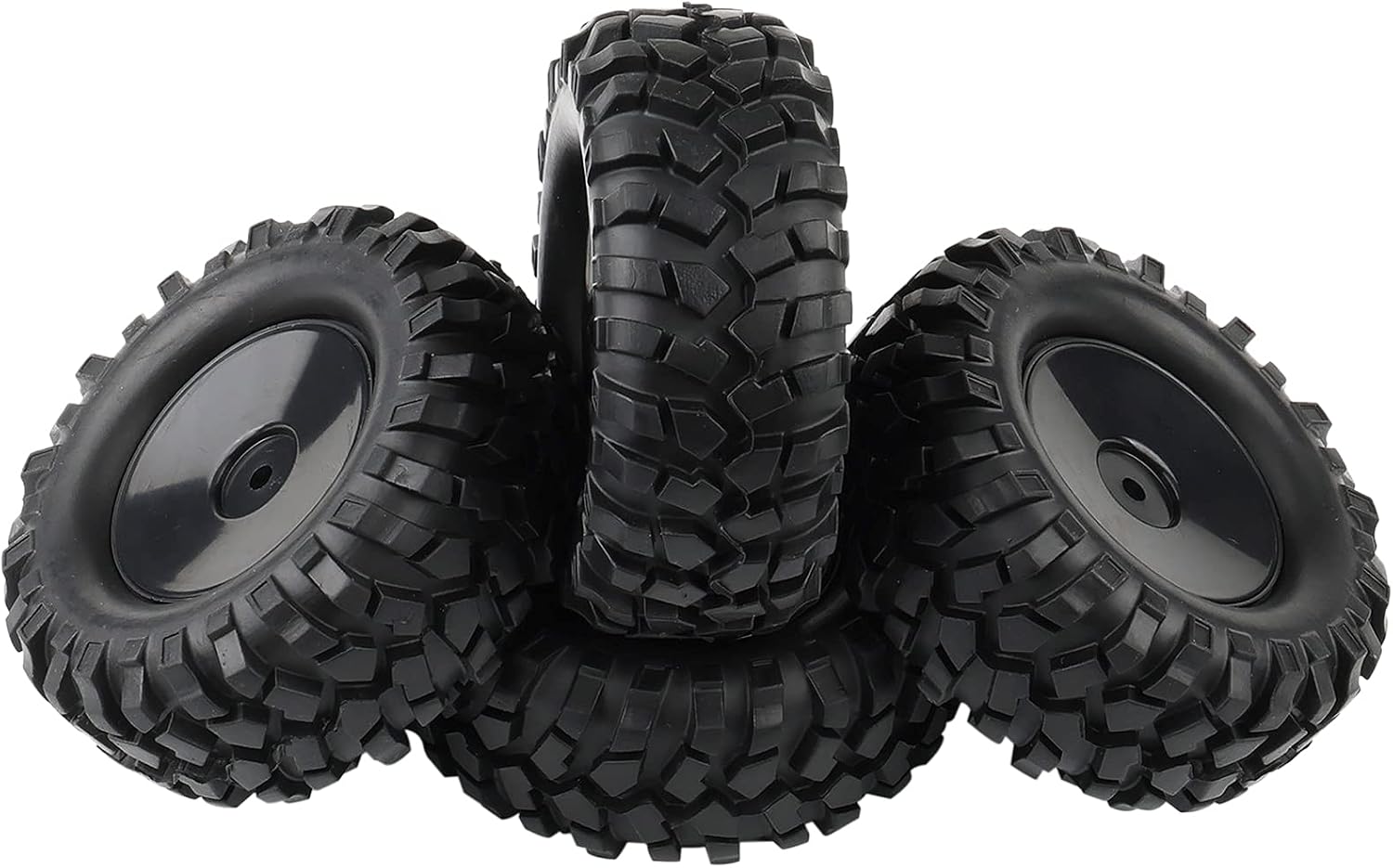 4PCS 1:10 RC Tires Rock Crawler Hex 12mm Hard Dish Wheels Rim | Rubber Tires, For Trail Finder 2, Gelande II, CR12 CC01 MST CMX, Trailer Tires