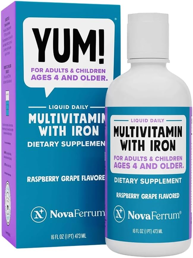 NovaFerrum MMM | Multivitamin for Kids, Infants and Toddlers | Vitamin C, D3, E | Gluten Free Certified | Sugar Free | No Artificial Colors | Ages 4 & Under | Orange Flavored | 2 Fl Oz (50 mL)