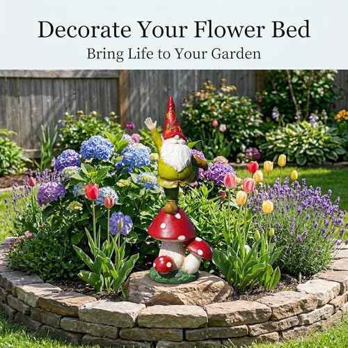 Topadorn 13" Yoga Garden Gnome on Mushroom