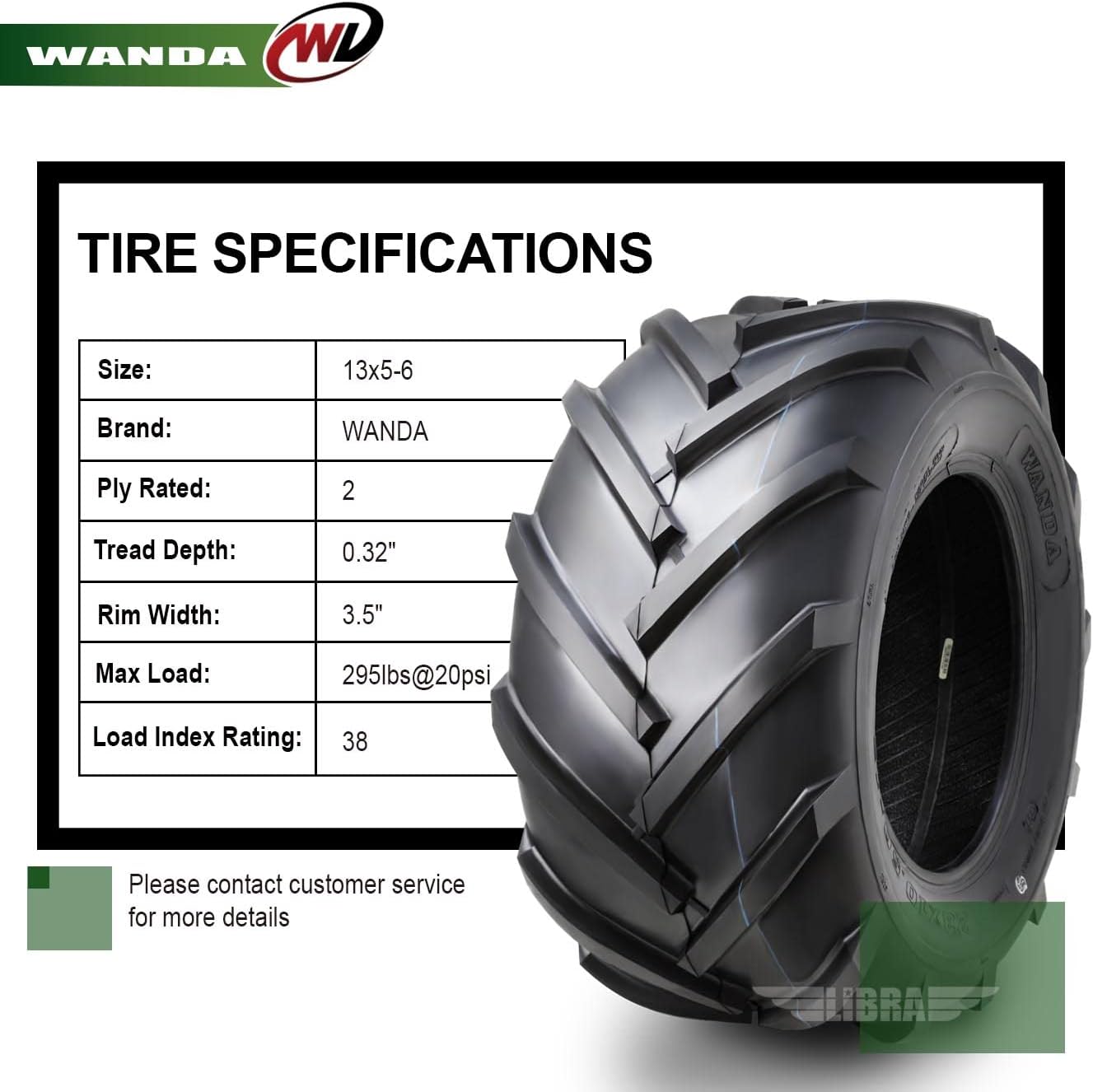 WANDA Set 4 Lawn Mower Turf Tires 16x6.5-8 & 23x10.5-12 /4PR -13019/13049 | Riding Lawn Mover, Garden Tractor