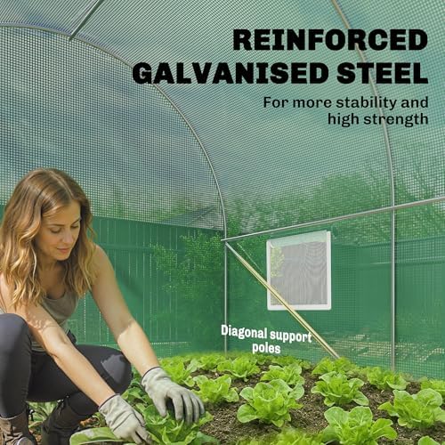 Outsunny 15' x 7' x 7' Walk-in Tunnel Greenhouse Large Steel Frame White