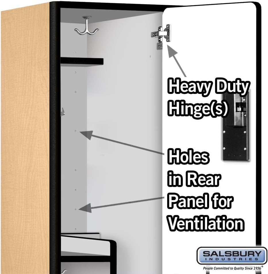 Salsbury Industries 2-Tier S-Style Extra Wide Designer Wood Locker with One Wide Storage Unit, 6-Feet High by 18-Inch Deep, Mahogany