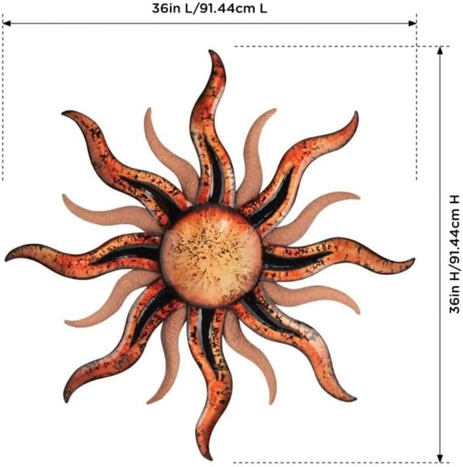 Regal Art & Gift Handcrafted Metal Sun Wall Decor, Rustic Sunburst Wall Art | Copper Patina, 40 in, Metal, Rust-Resistant Sunburst Sculpture, Eye-Catching Accent for Patio, Garden & Home
