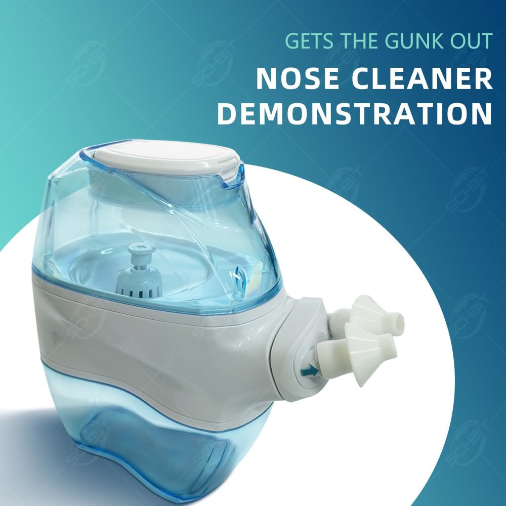 Reusable Battery Operated Nose Wash Cleaner with 2 Heads, Adult Household Nasal Wash Set