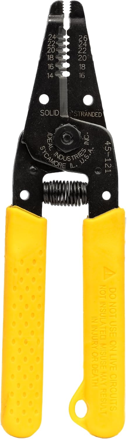 IDEAL Electrical Reflex Super T-Stripper Wire Strippers, 8–16 AWG Solid, 10–18 AWG Stranded, Ergonomic Wire Cutter and Stripping Tool with Textured Sleeves, Locking Handle