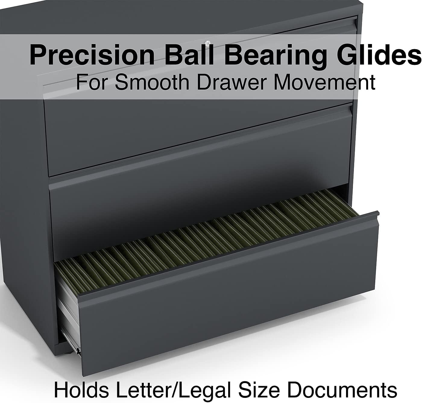 Lorell 3-Drawer Lateral File, 42 by 18-5/8 by 40-1/4-Inch, Charcoal