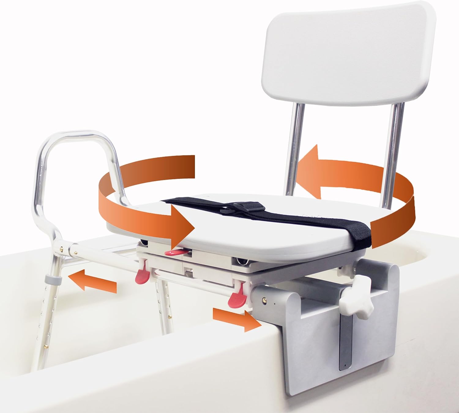 Tub Transfer Bench with Swivel Seat, for Elderly & Disabled, Standard | Eagle Health Supplies Sliding Shower Chair for Inside Shower, FSA/HSA eligible, Height Adjustable, 77662