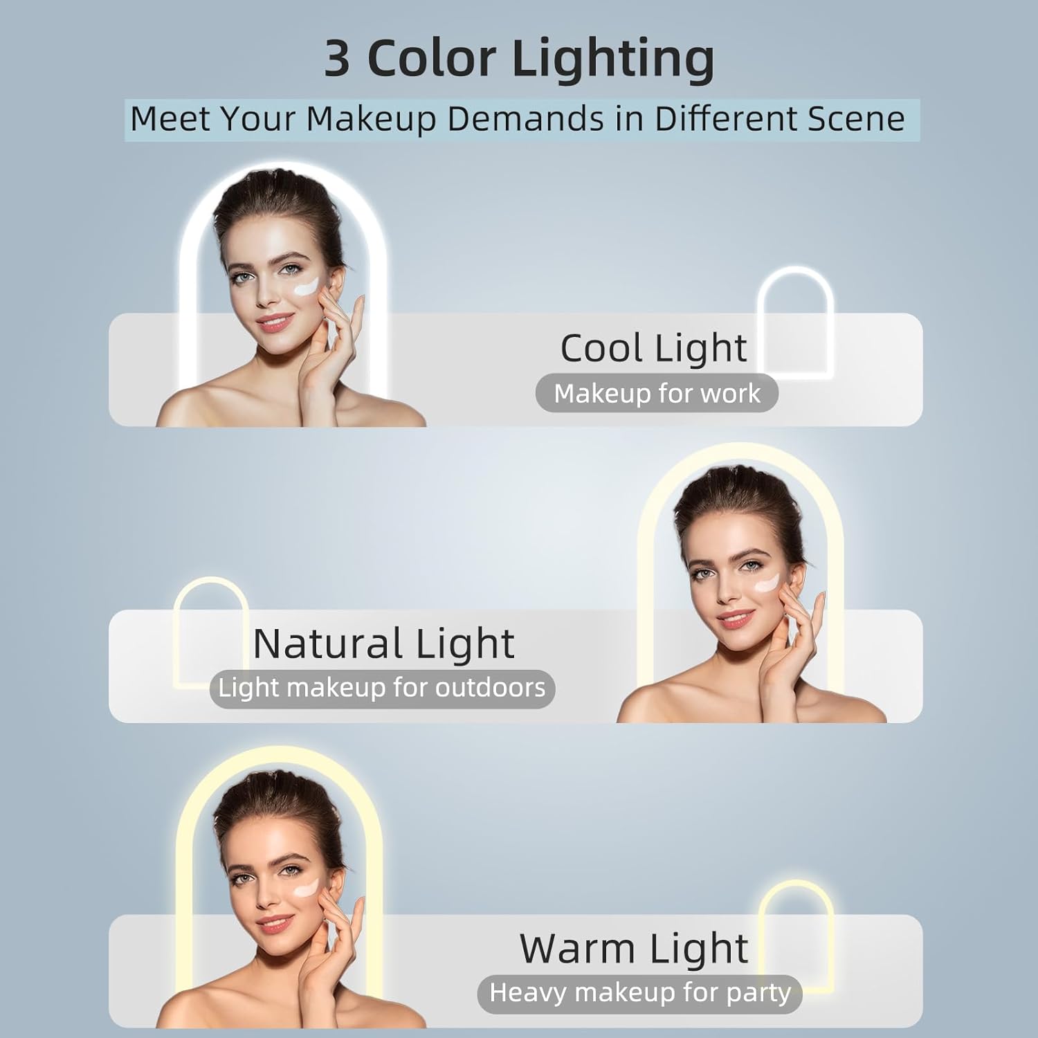FUNTOUCH Rechargeable Travel Makeup Mirror with 72 Led Lights