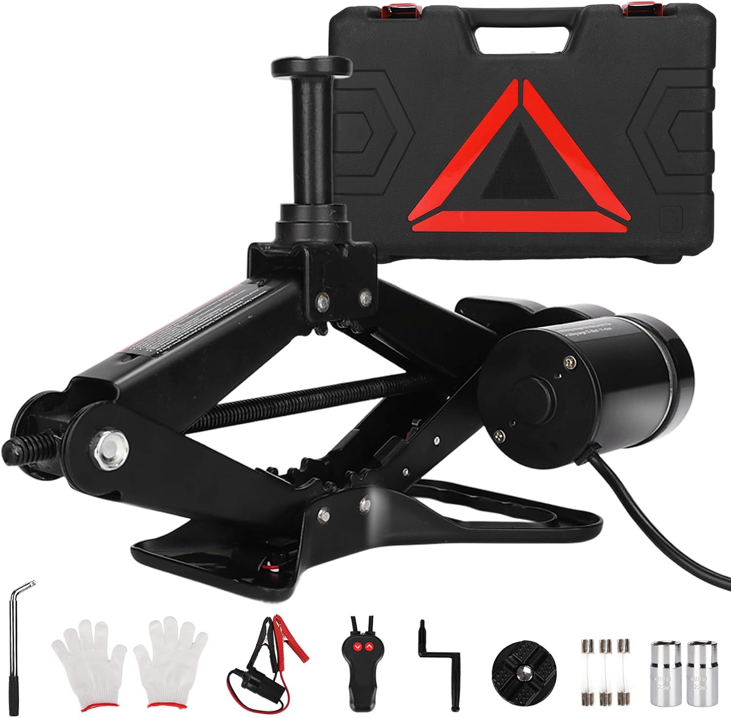 Electric Scissor Car Jack Kit 2 Ton Portable Auto Car Lift Floor Jack | 12V Scissor Jack for Sutire Repair 14.6 Inch Range for SUV Sedan Floor Jack for Tire Change Roadside Emergency