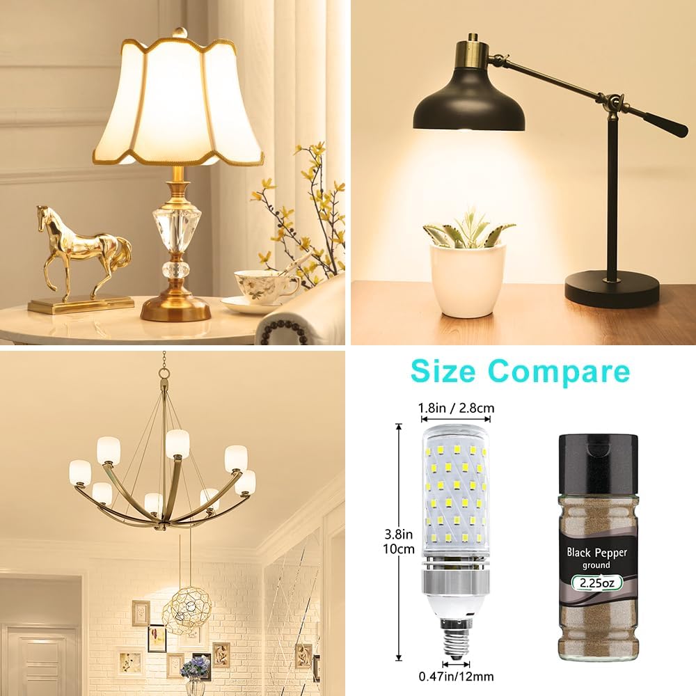 LEDLightsWorld Super Bright E12 LED Corn Bulbs, 16W 1500LM Bulbs, Daylight White 6000K Lights, CRI80+, 120W Incandescent Bulb Equivalent