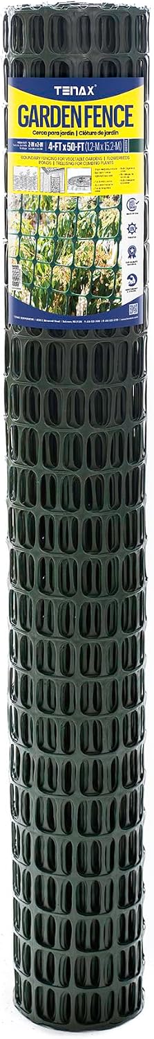 TENAX Garden Fence - Green, Durable, Lightweight - 3' x 25' - Plastic