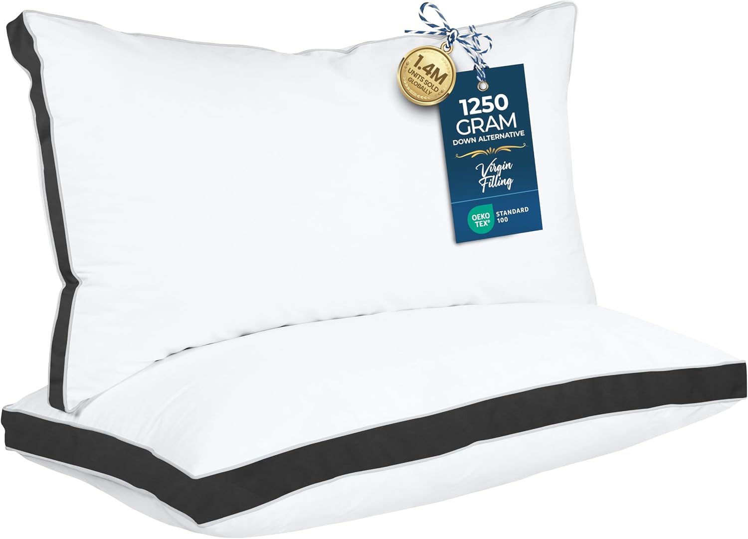 Utopia Bedding Gusset Bed Pillow, Hotel Pillows King Size Set of 2, White