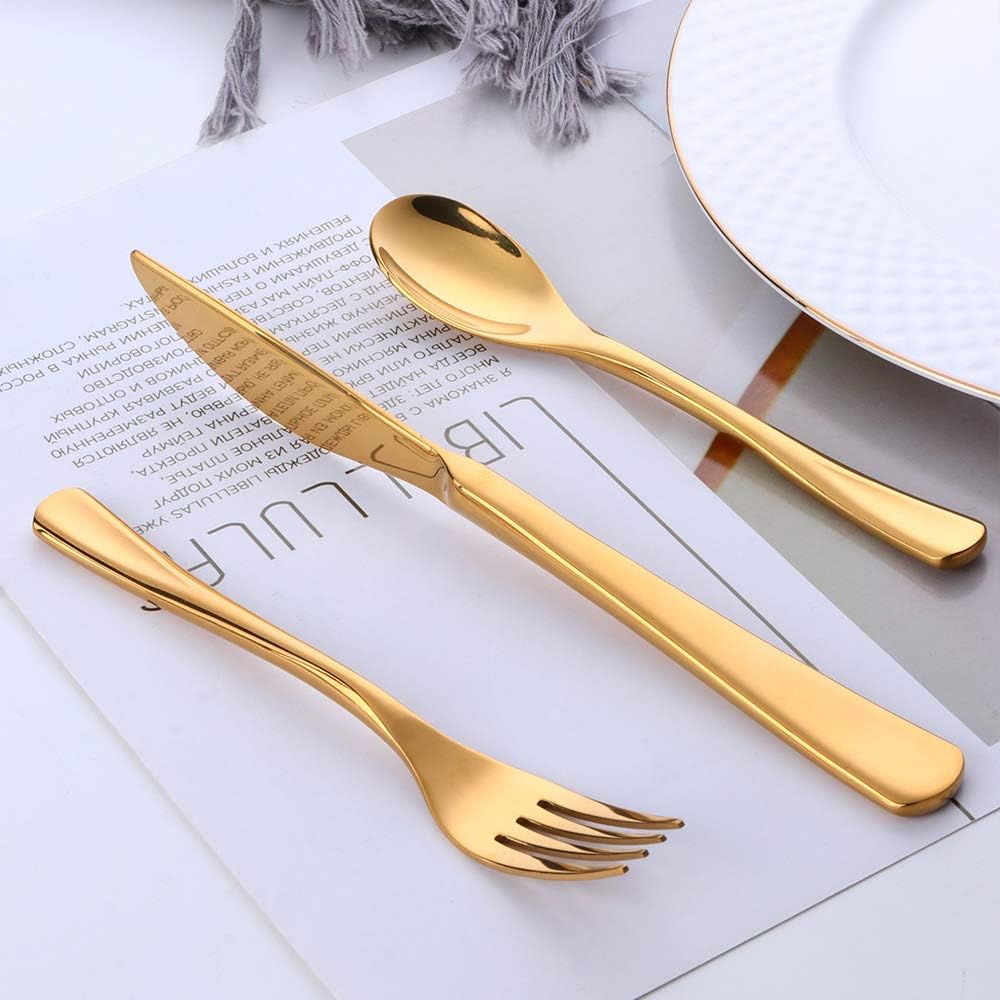 Silverware Set Stainless Steel 20 Piece Flatware Set Kitchen Cutlery Heavyweigh Utensil Service for 4 Include Knife Fork Spoon, Mirror Finish