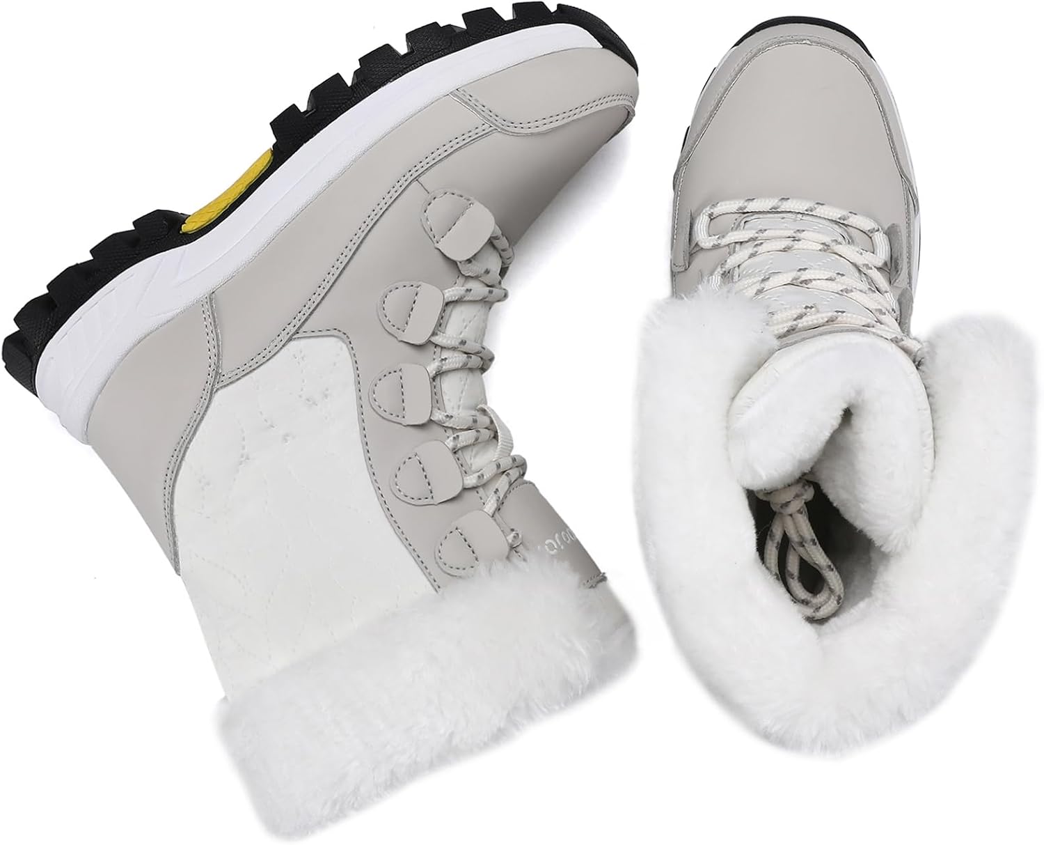 COOJOY Womens Waterproof Winter Snow Boots Warm Shoes Furry Mid Calf Lightweight Walking Hiking Booties