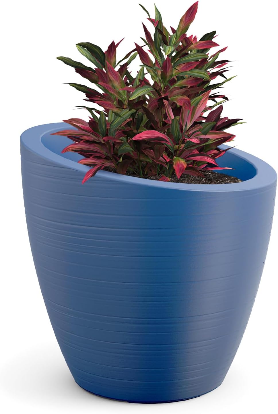 Mayne Modesto 20in Round Modern Planter, Neptune Blue | All season, Indoor/Outdoor, Double-wall design, Fade resistant, 15-year warranty
